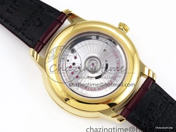 0202 De Ville Date YG MKF 1:1 Best Edition White Textured Dial Roman Marker on Brown Leather Strap A Refined 7756